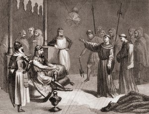 San Francisco van Assisi probeert Melek-el-Kamel tot het christendom te bekeren tijdens de vijfde kruistocht door Spanish School
